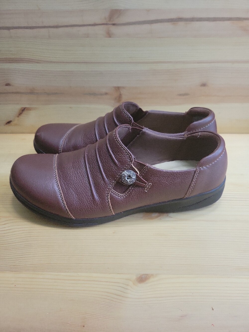 Womens clarks ultimate comfort collection brown lather slip on size 9W - Picture 5 of 11